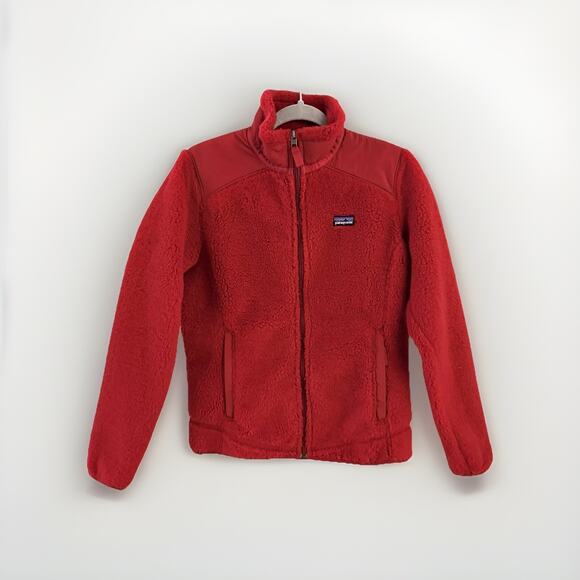 Patagonia Full Zip Jacket Women’s Size Medium Deep Pile Retro Fleece Red Y2K 00s - Picture 1 of 10